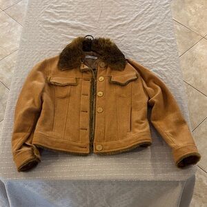 Orange Jacket with Rabbit Fur Collar